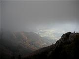 Cijanovca- Srednji vrh- Mali Grintovec - Bašeljski vrh - Kališče pogled na luknjo jasnine nad Preddvorom
